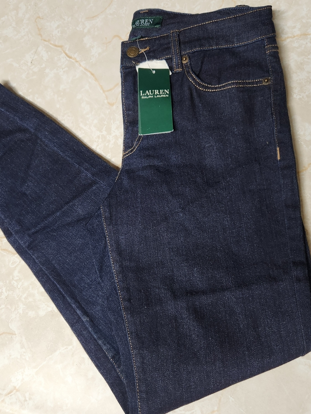 Lauren Ralph Lauren Classic Skinny Curvy Sz 4 Dark Denim Jeans New